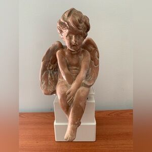 Vintage Seated Cherub Angel Statue
